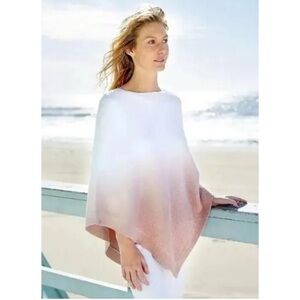 Barefoot Dreams CozyChic Ultra Lite Ocean Breeze Poncho in Ombré Rose Mist